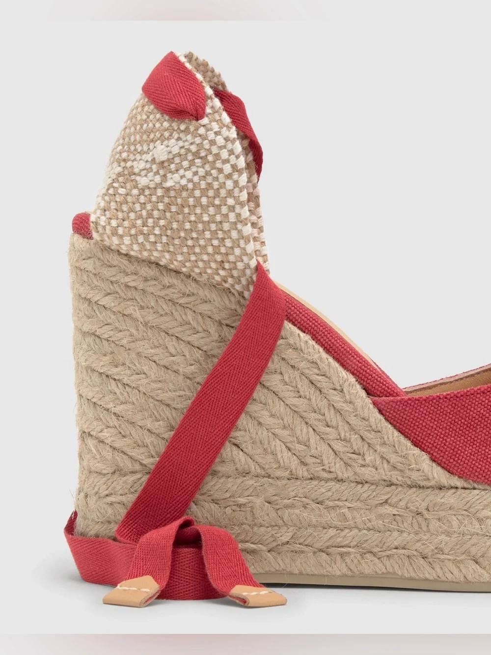 Castañer Carina Espadrille Wedge Sandals in Red/Pink, Size 37 / US 6.5